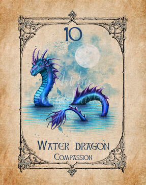 Picture of Water Dragon Card from Animal Spirit Oracle, Art by Sonia Parker